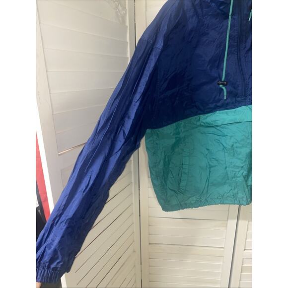 Vintage Honors Color Block Windbreaker Men’s Size XL Green Navy Hood 90’s - Picture 2 of 8